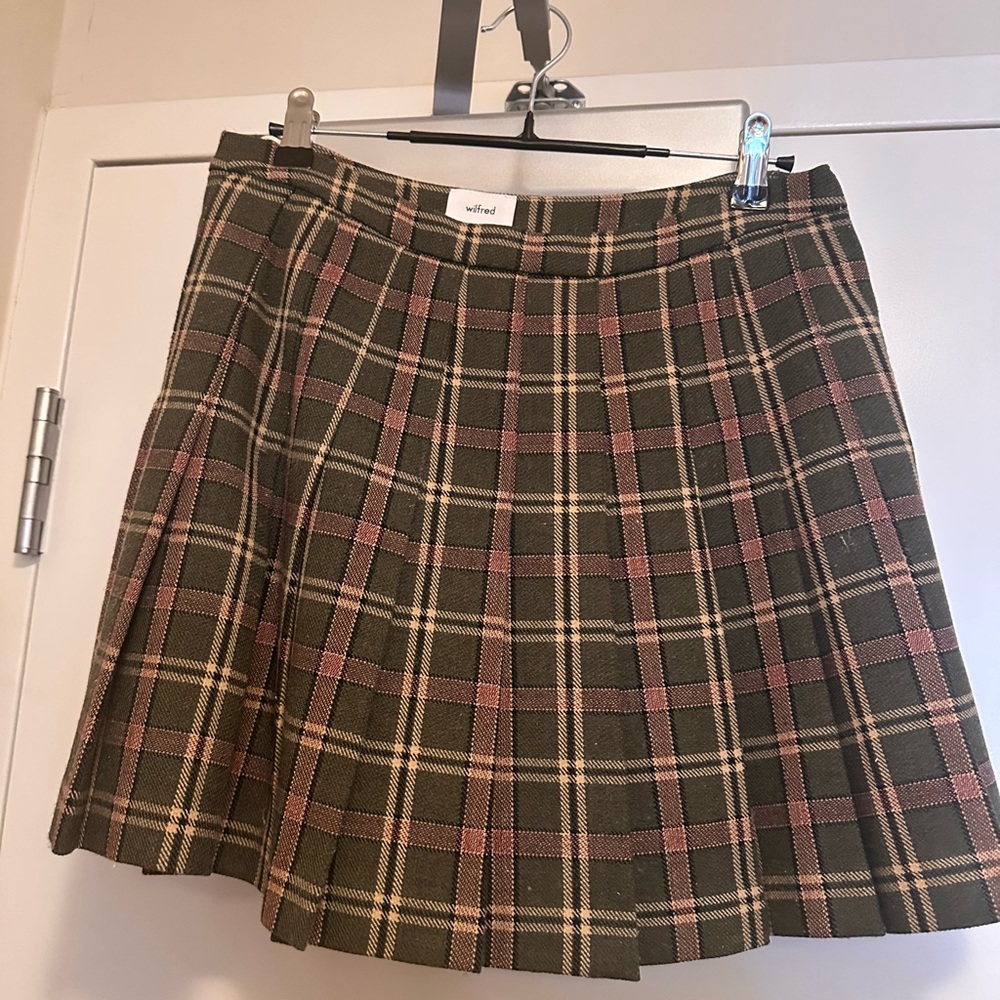 Wilfred Green Red Mini Skater Skirt